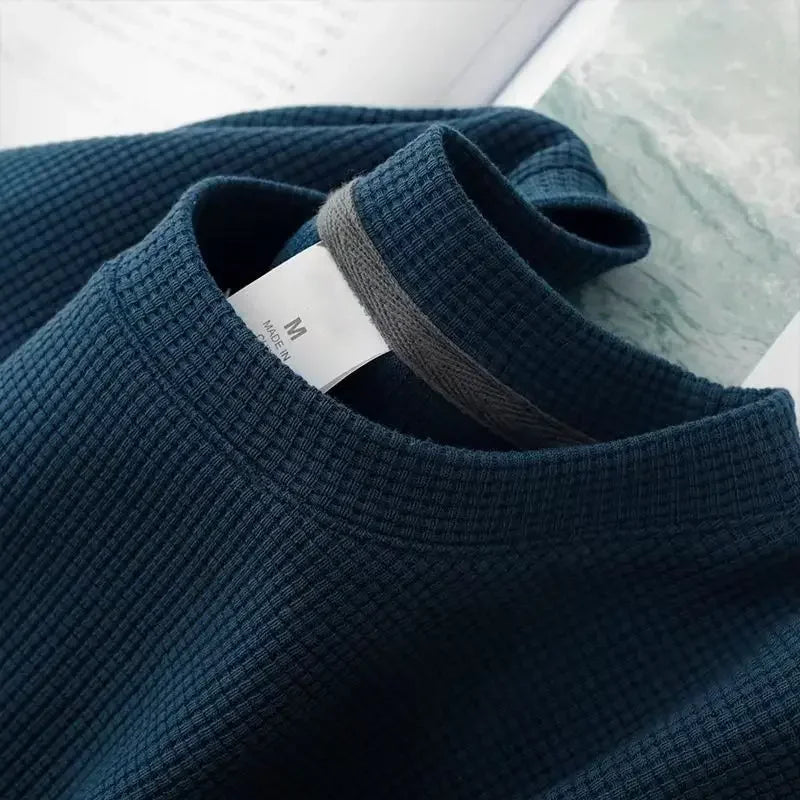 Men's T-Shirts Summer Waffle Round Neck Short Sleeve T-Shirt Comfortable Breathable Short-Sleeved Tops & Tees