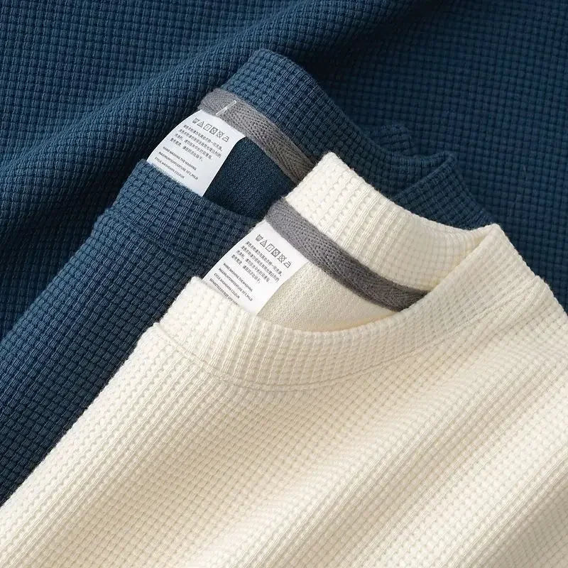 Men's T-Shirts Summer Waffle Round Neck Short Sleeve T-Shirt Comfortable Breathable Short-Sleeved Tops & Tees