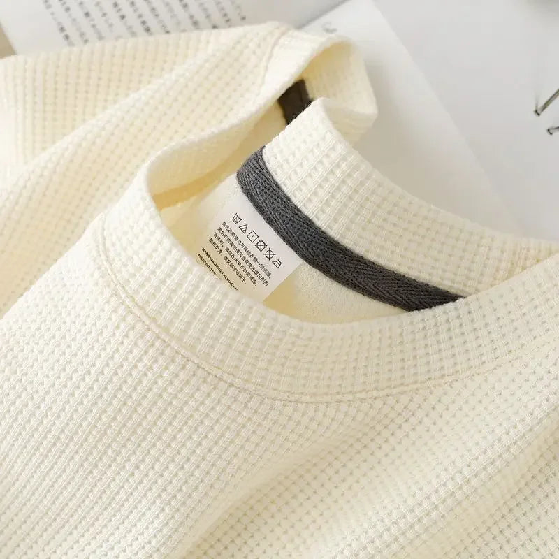 Men's T-Shirts Summer Waffle Round Neck Short Sleeve T-Shirt Comfortable Breathable Short-Sleeved Tops & Tees