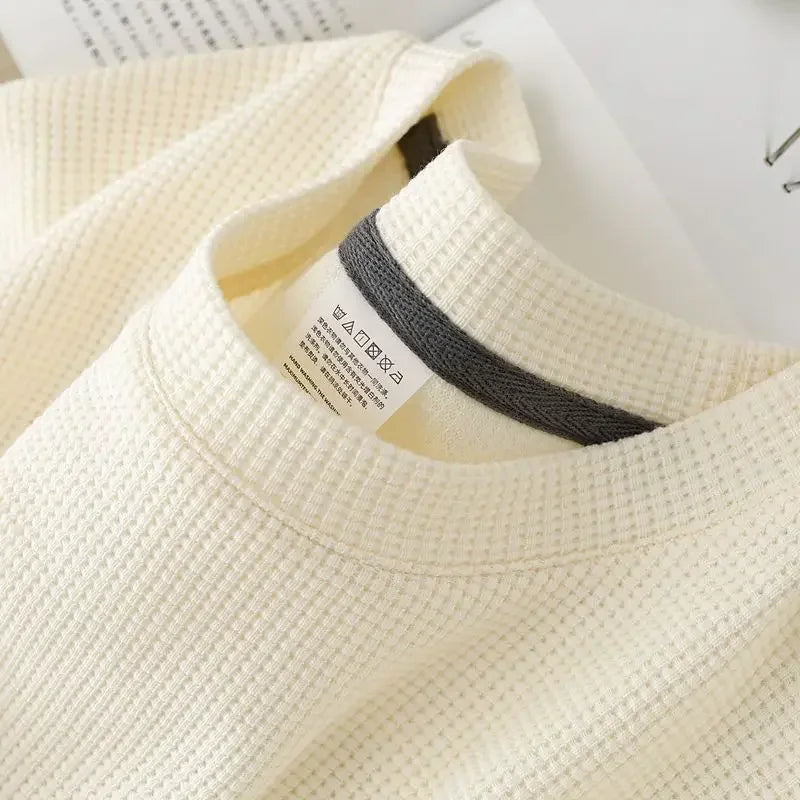 Men's T-Shirts Summer Waffle Round Neck Short Sleeve T-Shirt Comfortable Breathable Short-Sleeved Tops & Tees